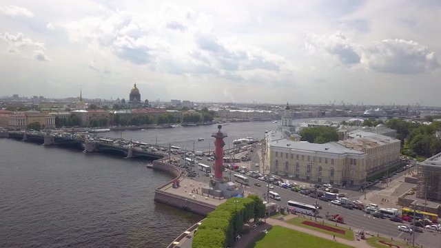 City St. Petersburg aerial view of Vasilievsky island arrow