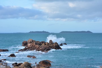 Splash on the rock in the sea