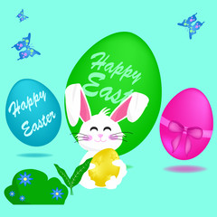 Happy Easter. Easter background, congratulations. Easter eggs and flowers and butterfly greeting cards with egg and leaf,butterfly.  