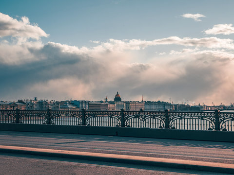 City In Quarantine. Street Of The Historical Center Of St. Petersburg. Saint Petersburg