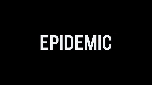 Epidemic. Animation of Text With Glitch Effect. Alpha Channel