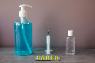 Injection of vaccine and syringe. It is used for the prevention, immunization and treatment of coronary virus