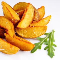 fried potato wedges on a white background for the site