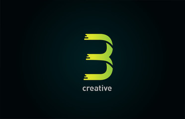 B creative green letter alphabet logo icon design for company and business