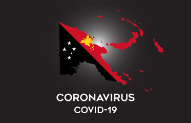 CoronaVirus in Papua New Guinea and Country flag inside Country border Map Vector Design.