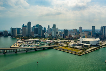 Obraz premium Downtown Miami shot from aerial drone
