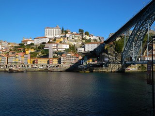 Fototapeta na wymiar vista del centro de ciudad portuguesa desde el río