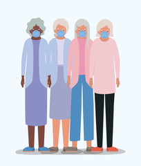Elders women with masks vector design