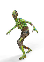 Fototapeta premium zombie is walking on white background