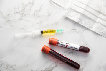 coronavirus vaccine with blood sample