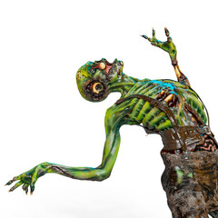 Fototapeta premium zombie is dying white background