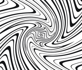 Abstract psychedelic stripes for digital wallpaper design. Line art pattern. Trendy texture. Monochrome design. Vector print template. Geometry curve lines pattern. Futuristic concept