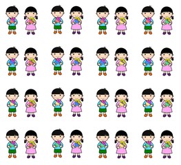 花束を持つ男の子と女の子