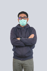 Young man doing concepts wear protective mask against infectious diseases and flu with clipping path,Corona Virus 2019-ncov