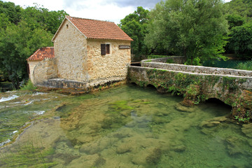 Fototapeta premium Old watermill in Skradinski buk, Krka National Park, Croatia 