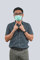 Young man doing concepts wear protective mask against infectious diseases and flu with clipping path,Corona Virus 2019-ncov