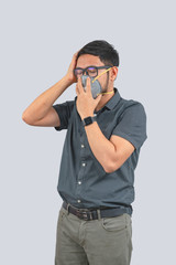 Young man doing concepts wear protective mask against infectious diseases and flu with clipping path,Corona Virus 2019-ncov