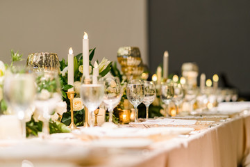 Table decorations for a lavish and festive dinner.