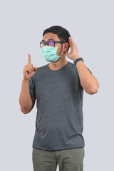 Young man doing concepts wear protective mask against infectious diseases and flu with clipping path,Corona Virus 2019-ncov