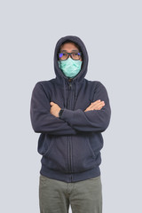 Young man doing concepts wear protective mask against infectious diseases and flu with clipping path,Corona Virus 2019-ncov