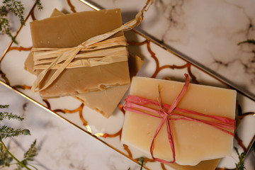 Handmade soap with herbs lavender 