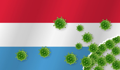 Flag of Luxembourg with outbreak virus. Epidemic or Pandemic coronavirus, sars, mers, influenza...