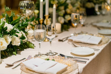 Table decorations for a lavish and festive dinner.