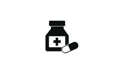Medicine Bottle Icon Vector Design Template. Prescription Drug Bottle Icon