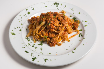 Tagliatelle pasta with bolognese