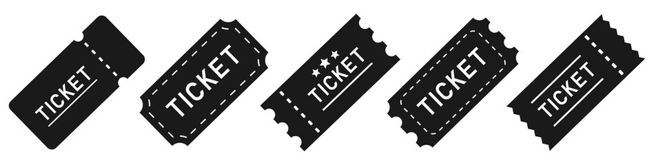 Ticket simple icon set. Vector illustration - obrazy, fototapety, plakaty