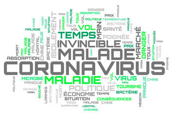 Modern green COVID-19 word cloud concept on french language