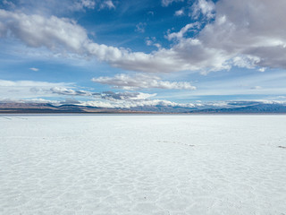 Drone Aerial View Salt Flats Salinas Grandes, Jujuy, Salta Argentina Andes