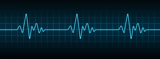 Blue Heartbeat Pulse Monitor, ECG or EKG Cardio Graph for Healthy and Medical Analysis