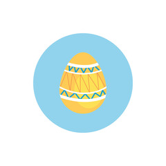 easter egg painted with lines and stripes block style