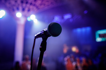 The microphone on stage before the artist performance.
