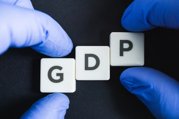 Gross domestic product (GDP) fall due to coronavirus of covid-19 pandemic and crisis. Concept of...