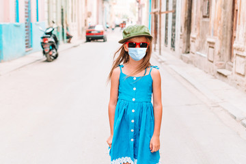 Tourist girl in popular area in Havana, Cuba.