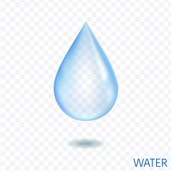 Water drop. Realistic liquid droplet. Pure dew. Aqua icon 