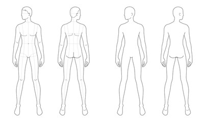 Fashion template of standing men. 