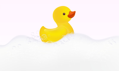 Realistic yellow rubber duck toy. 