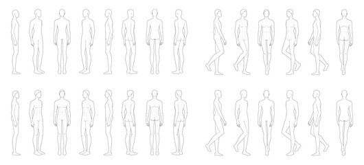 Fashion template of 14 men. 