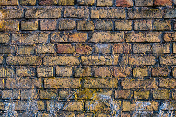 Old light broken Bricks Wall Pattern decoration texture loft interior or exterior