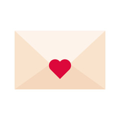 happy valentines day envelope with heart flat style