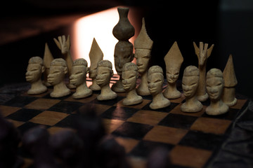 African chess. Tanzanian woodwork