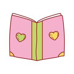book day, cover with hearts textbook isolated icon design