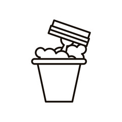 housekeeping plastic bucket with foam line style icon