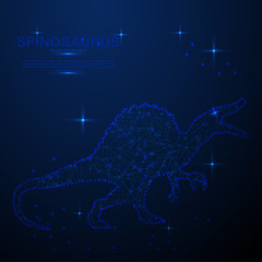 Abstract spinosaurus in the space, low poly style design
