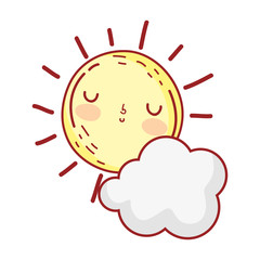 sun cloud weather summer cartoon isolated icon design