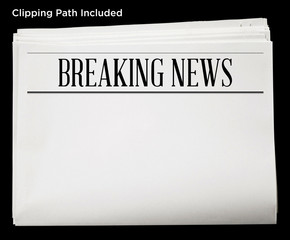 Daily newspaper blank content template isolated with clipping path.