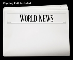 Daily newspaper blank content template isolated with clipping path.